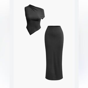 Asymmetrical twist top and high waisted skirt set by micas size medium NWOT